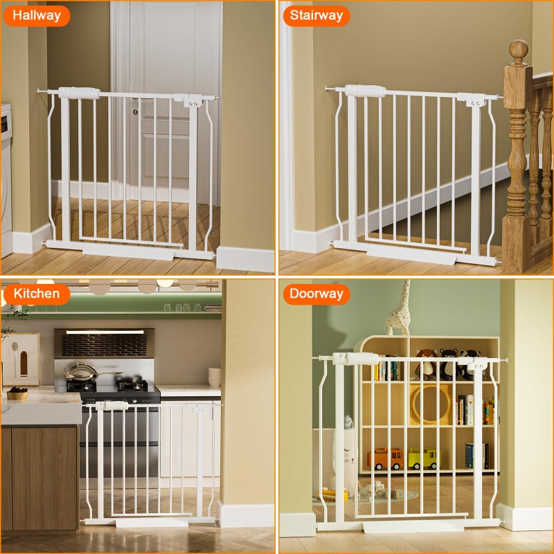HOOOEN Small Narrow Baby Gate for Stairs Doorways Hallways 24 Inch to 29 Inch Wide Pressure Mounted Baby Gate Walk Through Child Gates for Kids or Pets Indoor Safety Gates - Image 4